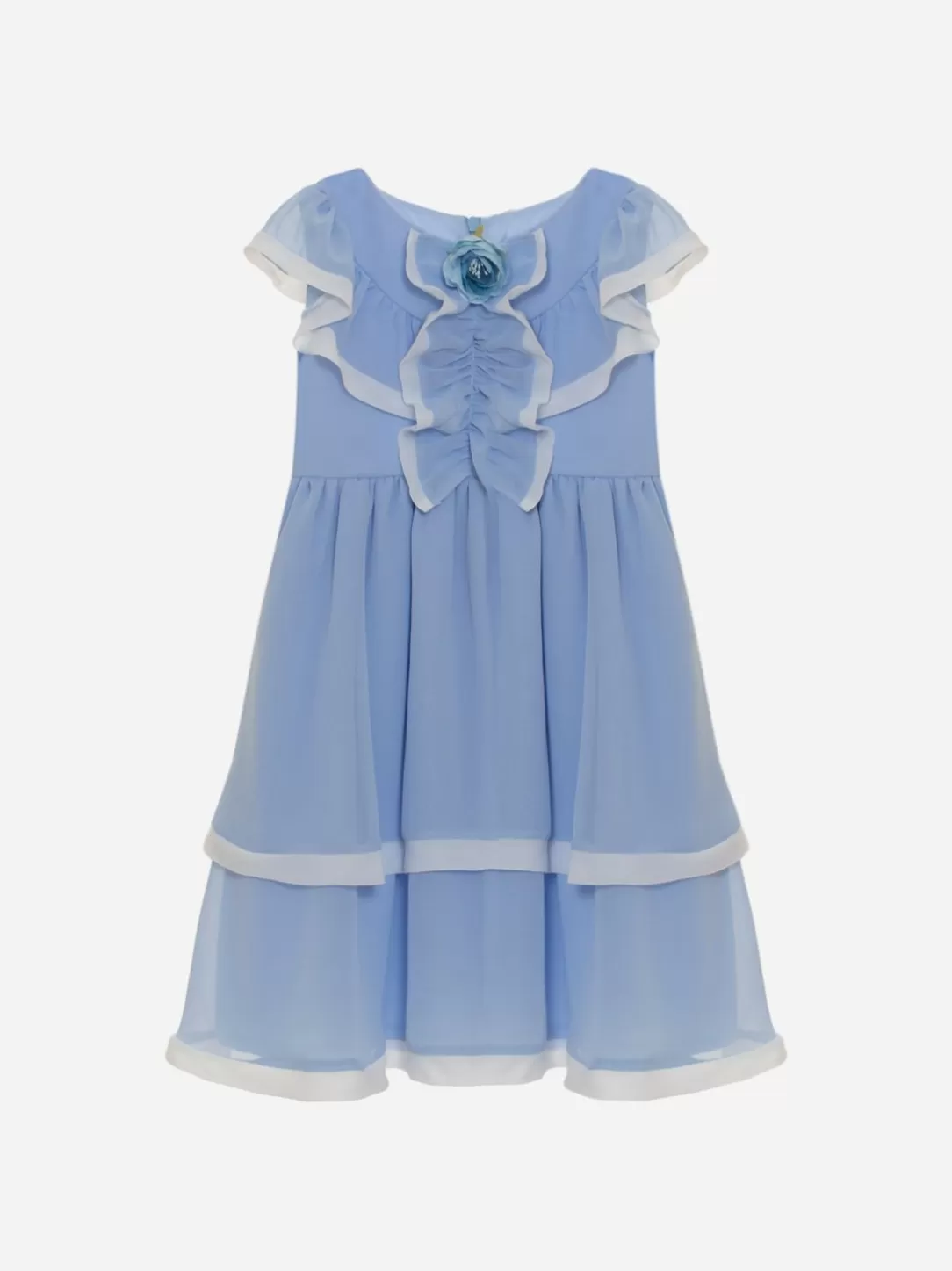 Girl Patachou Blue Girls Dress Decorated With A Rose