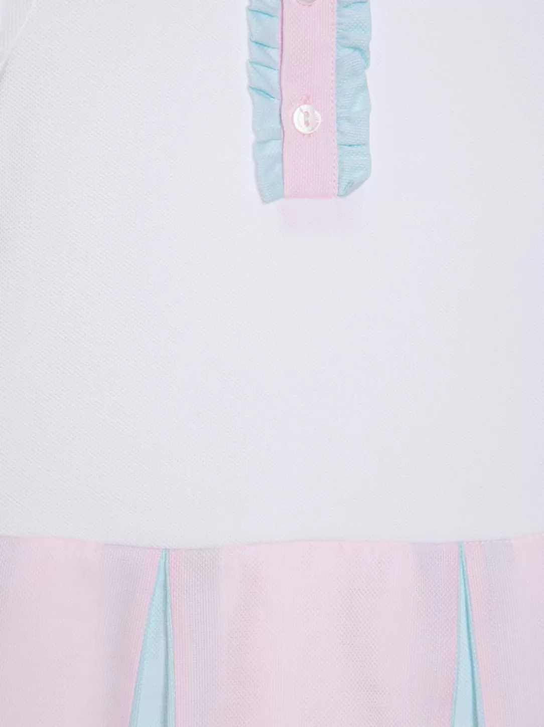 Baby Patachou Ecru Short Sleeve Dress With Pink And Sea Green Details