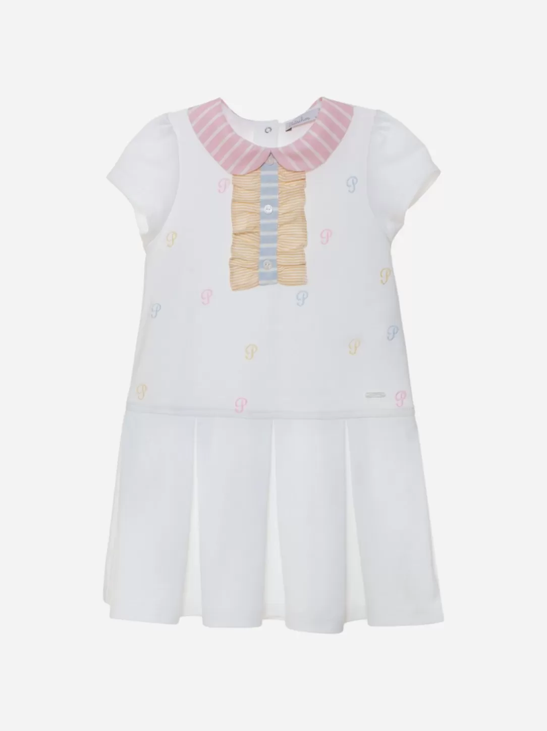 Baby Patachou Girls White Dress With Colorful Details