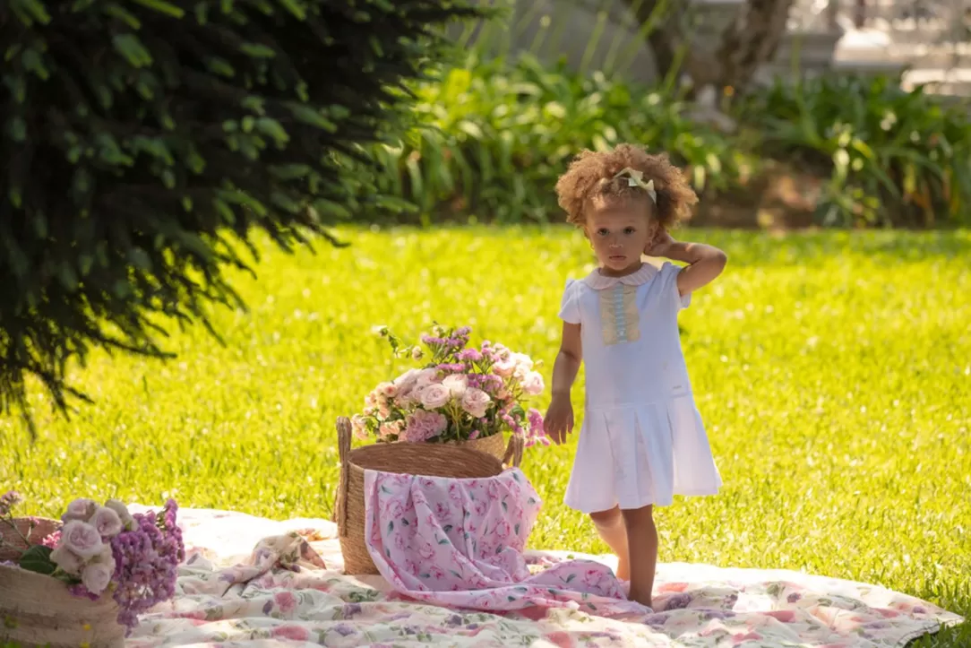 Baby Patachou Girls White Dress With Colorful Details