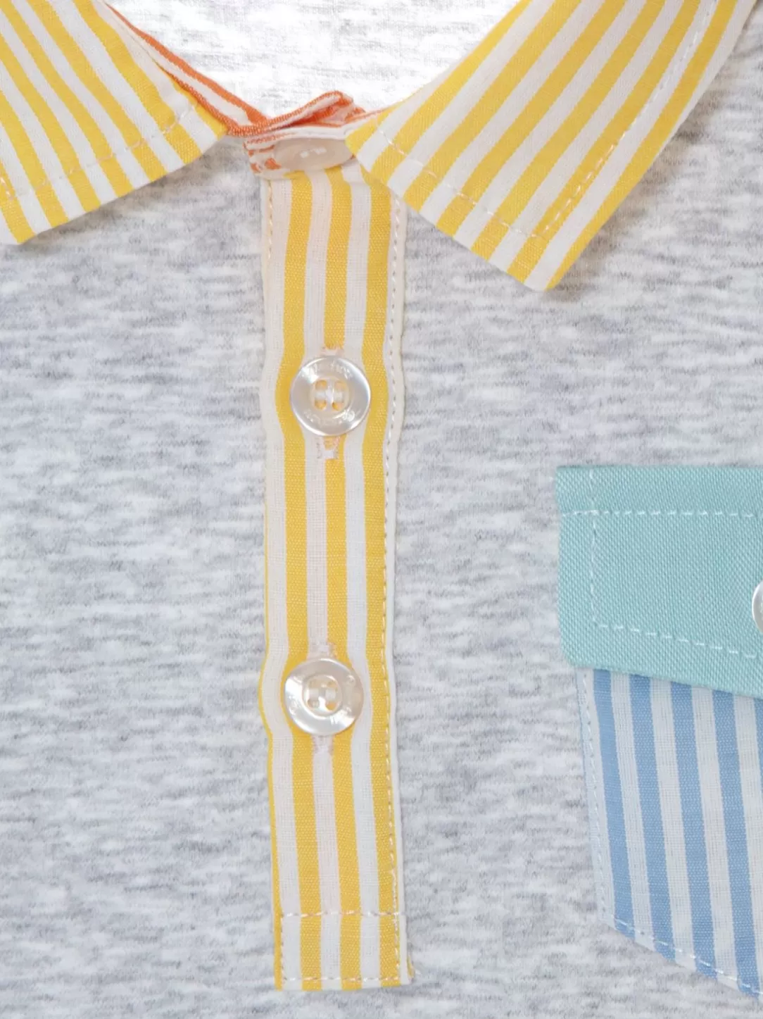 Boy Patachou Gray Polo With Multicolor Stripes