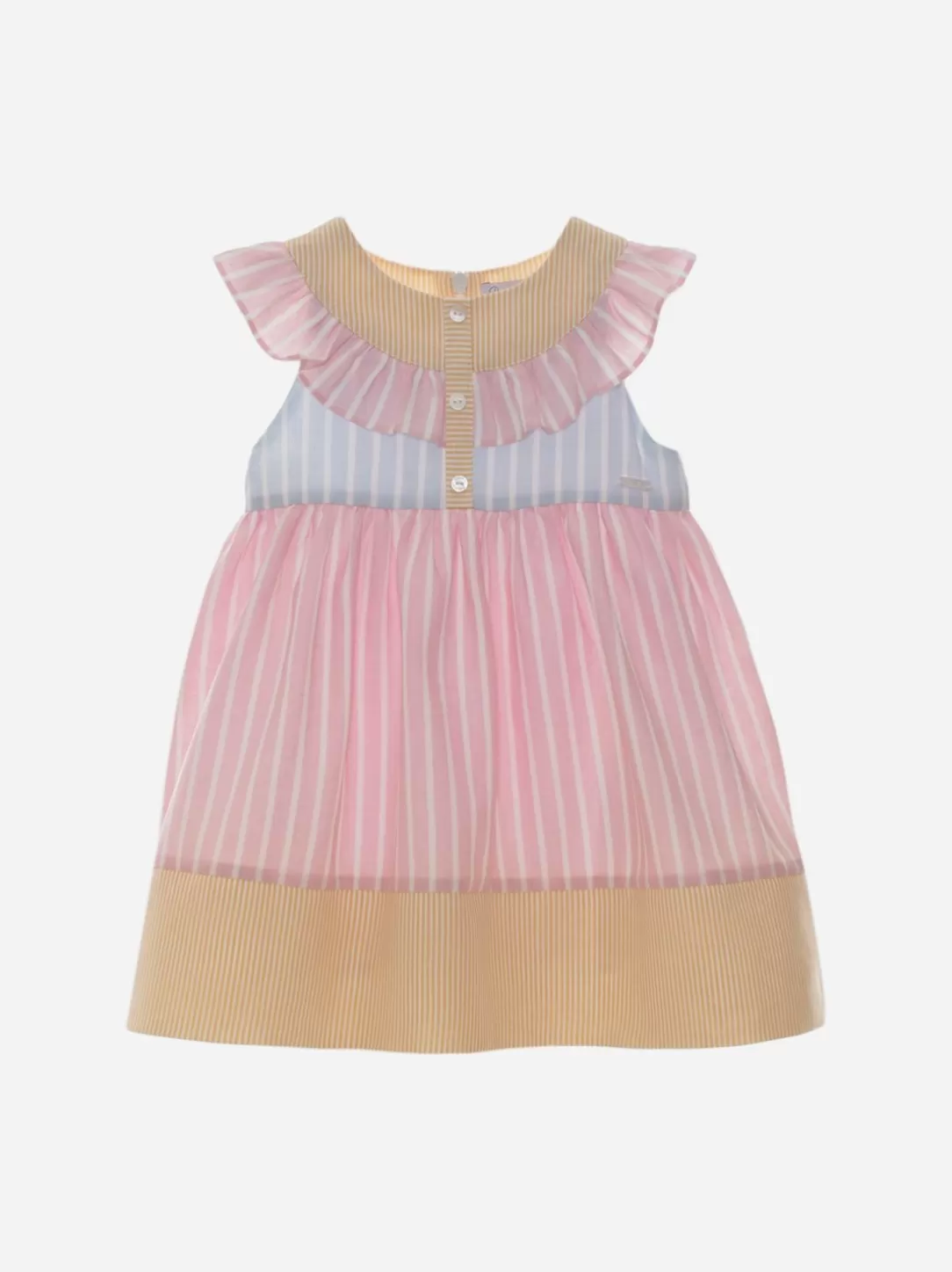 Baby Patachou Linen Dress With Colorful Stripes Pattern