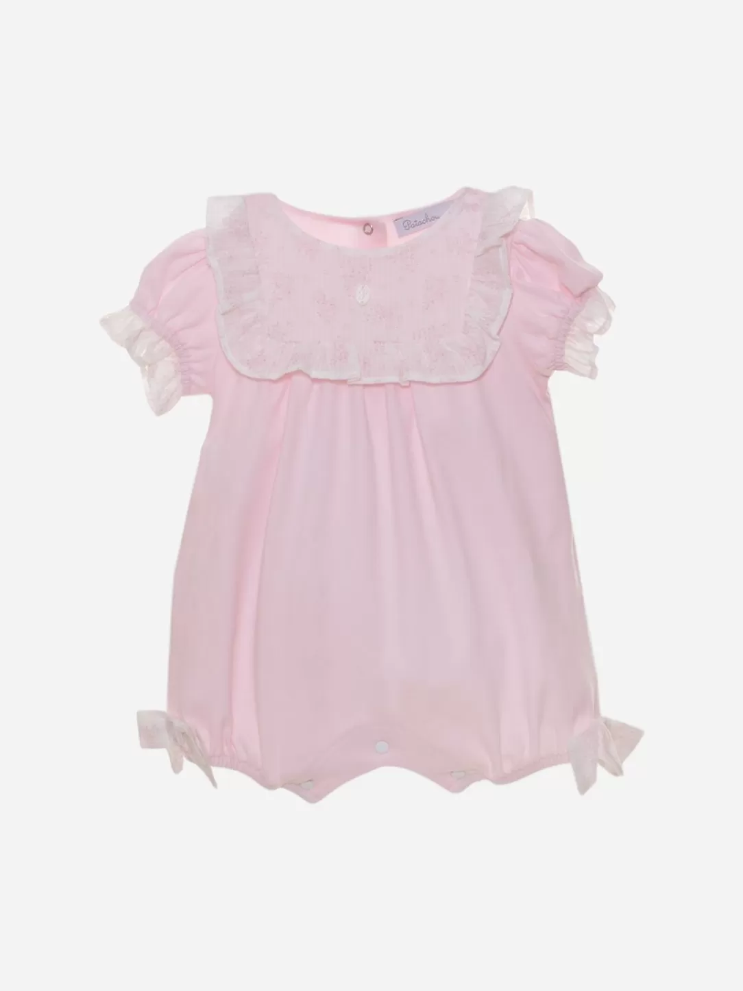 Baby Patachou Pink Jumpsuit Decorated With Floral Frills