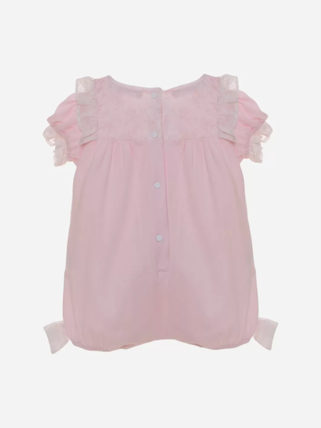 Baby Patachou Pink Jumpsuit Decorated With Floral Frills
