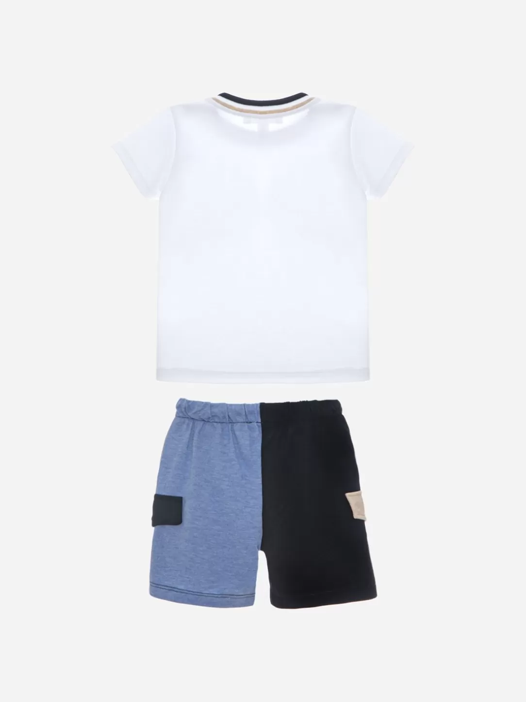 Baby Patachou White, Beige And Marine Color Block Set
