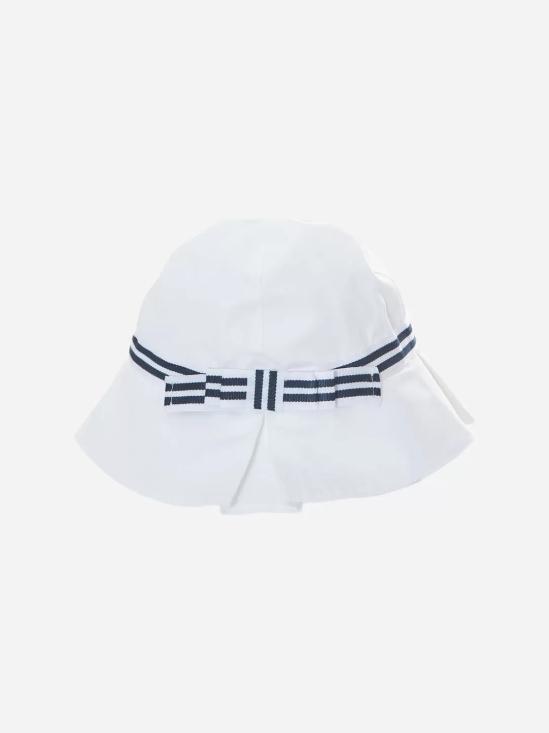 Baby Patachou White Hat Decorated With A Striped Bow