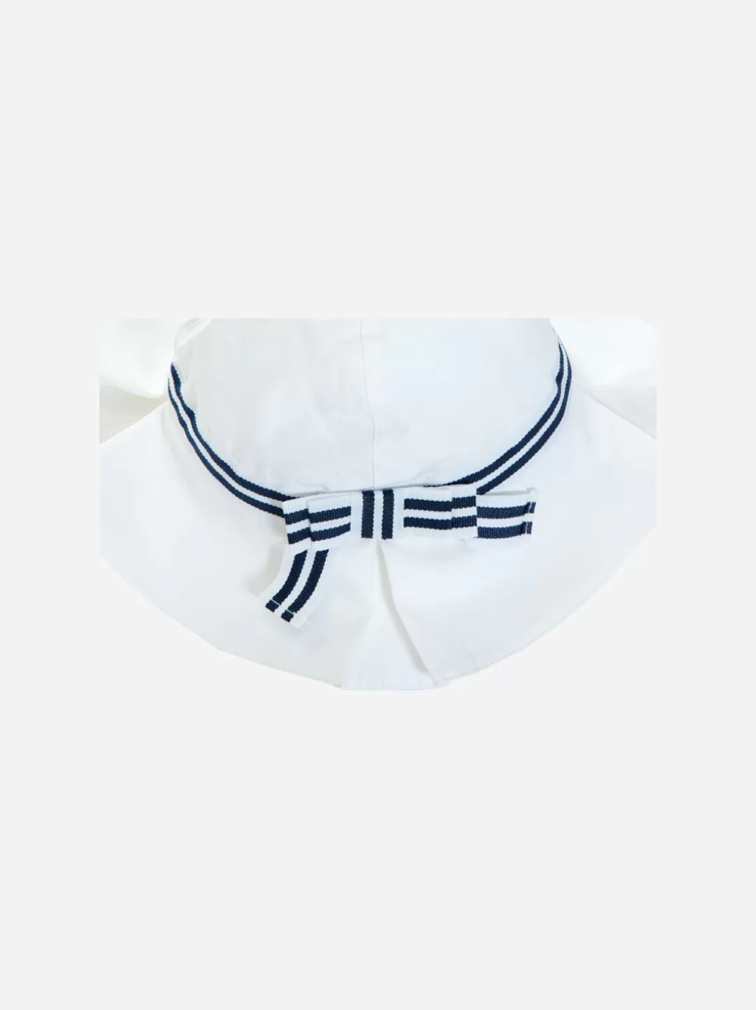 Baby Patachou White Hat Decorated With A Striped Bow